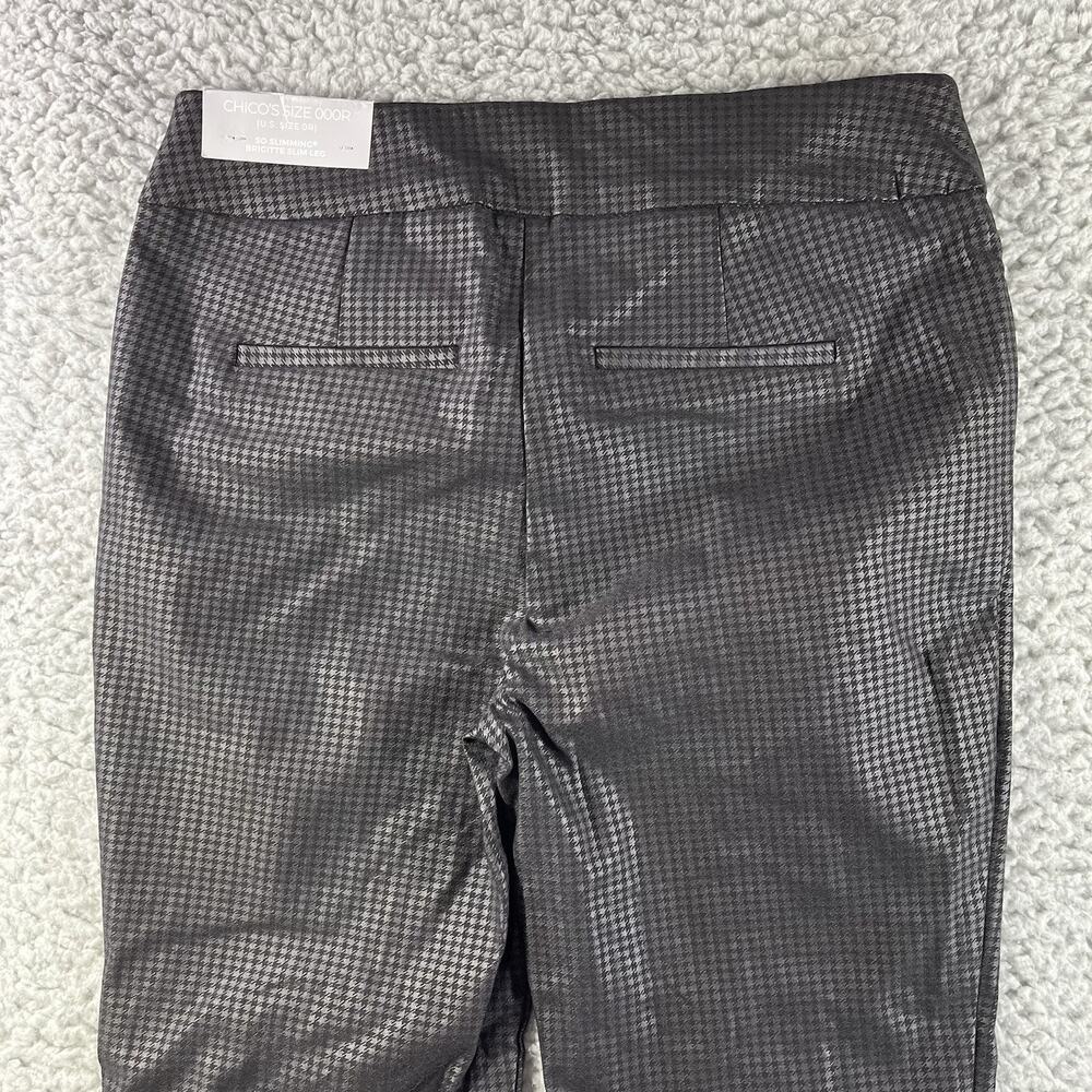 NWT Chicos Size 0R So Slimming Brigitte Houndstooth Slim Leg Ankle Pants Black - Picture 5 of 10